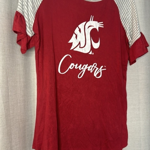 WSU COUGARS RUFFLE SLEEEVE TEE (S) - Picture 2 of 5